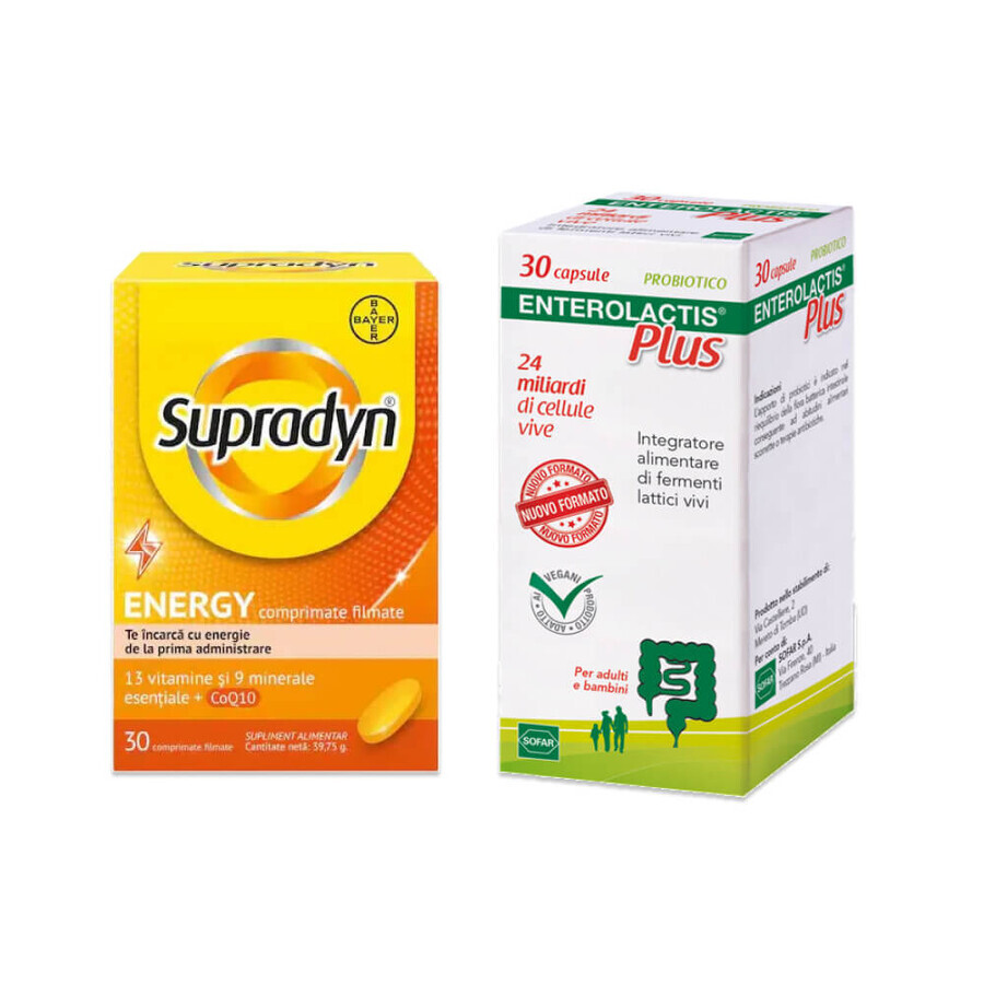 Pachet Enterolactis Plus 30 caps + Supradyn Energy 30 comprimate