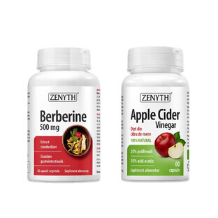 Confezione Berberine 500 mg, 60 capsule + Apple Cider Vingar, 60 capsule, Zenyth