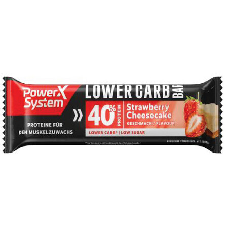 Baton proteic Lower Carb strawberry cheesecake, 40 g, Power System