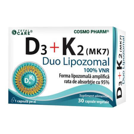 lipozomal vitamina d3 + k2 magneziu 30 capsule hypernatura D3 + K2 (MK7) Duo lipozomal, 30 capsule, Cosmopharm