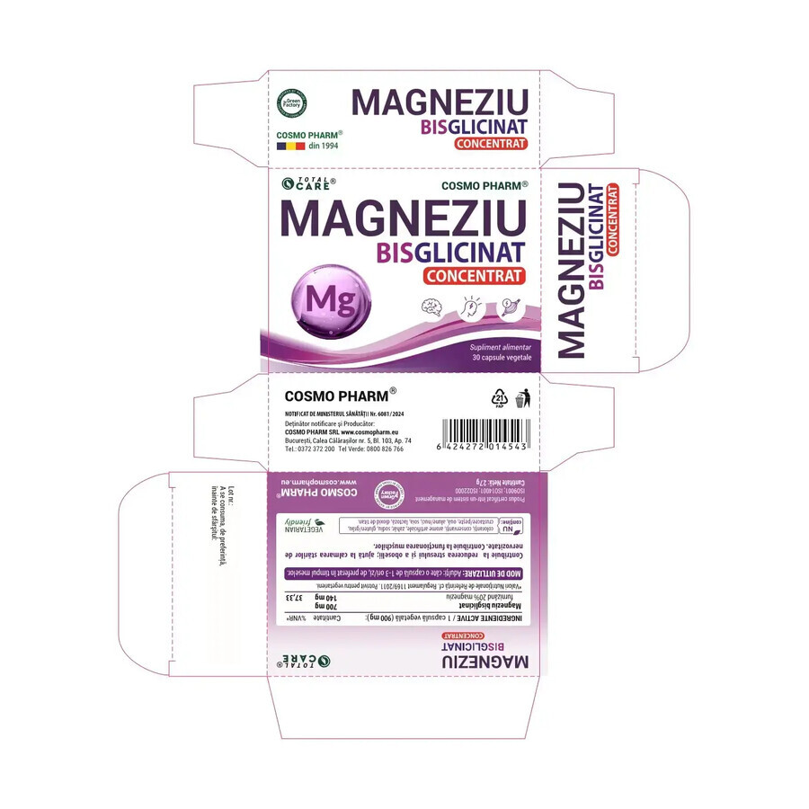 Magneziu Bisglicinat, 30 capsule, Cosmopharm