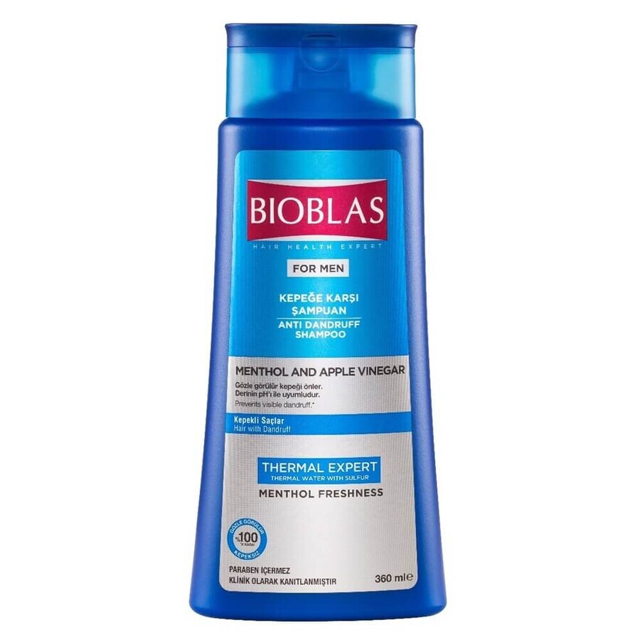 Sampon antimatreata si anti-matreata pentru barbati Menthol + Apple Vinegar, 360 ml, Bioblas