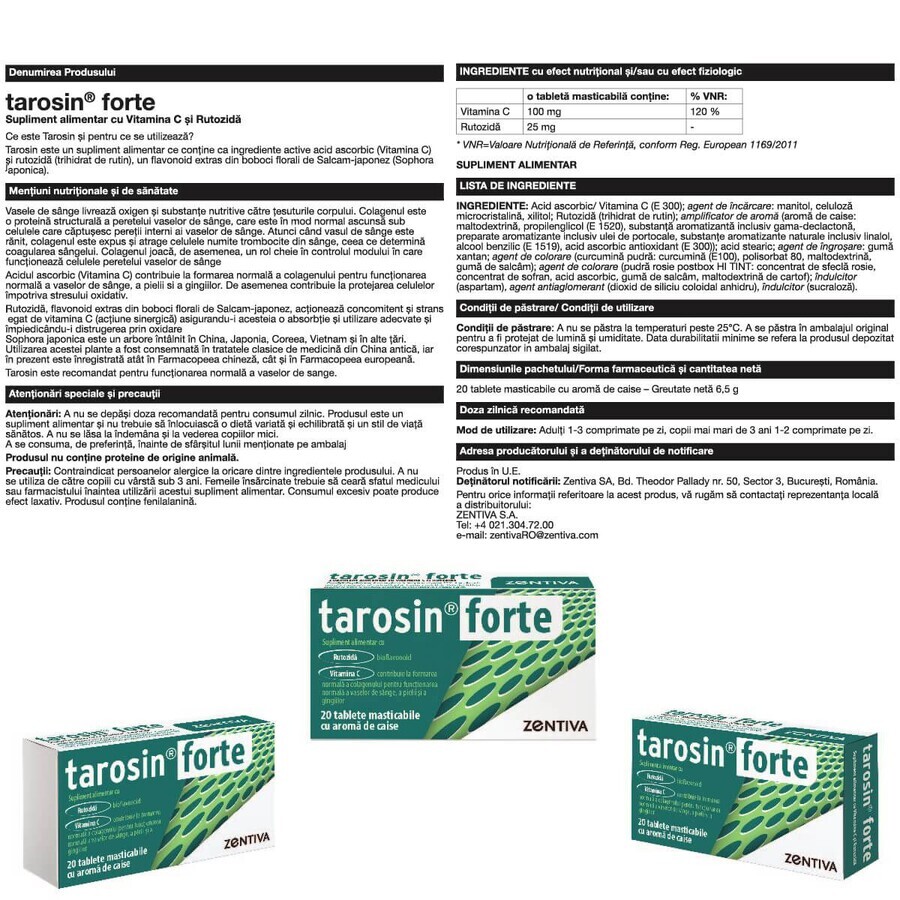 Tarosin Forte, 20 compresse, Zentiva