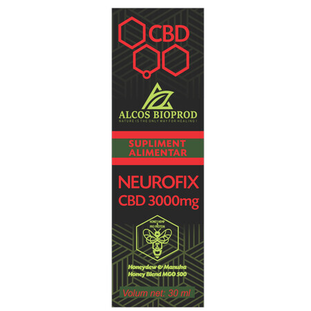 Ulei de canepa CBD Neurofix, 3000 mg, 30 ml, Alcos Bioprod
