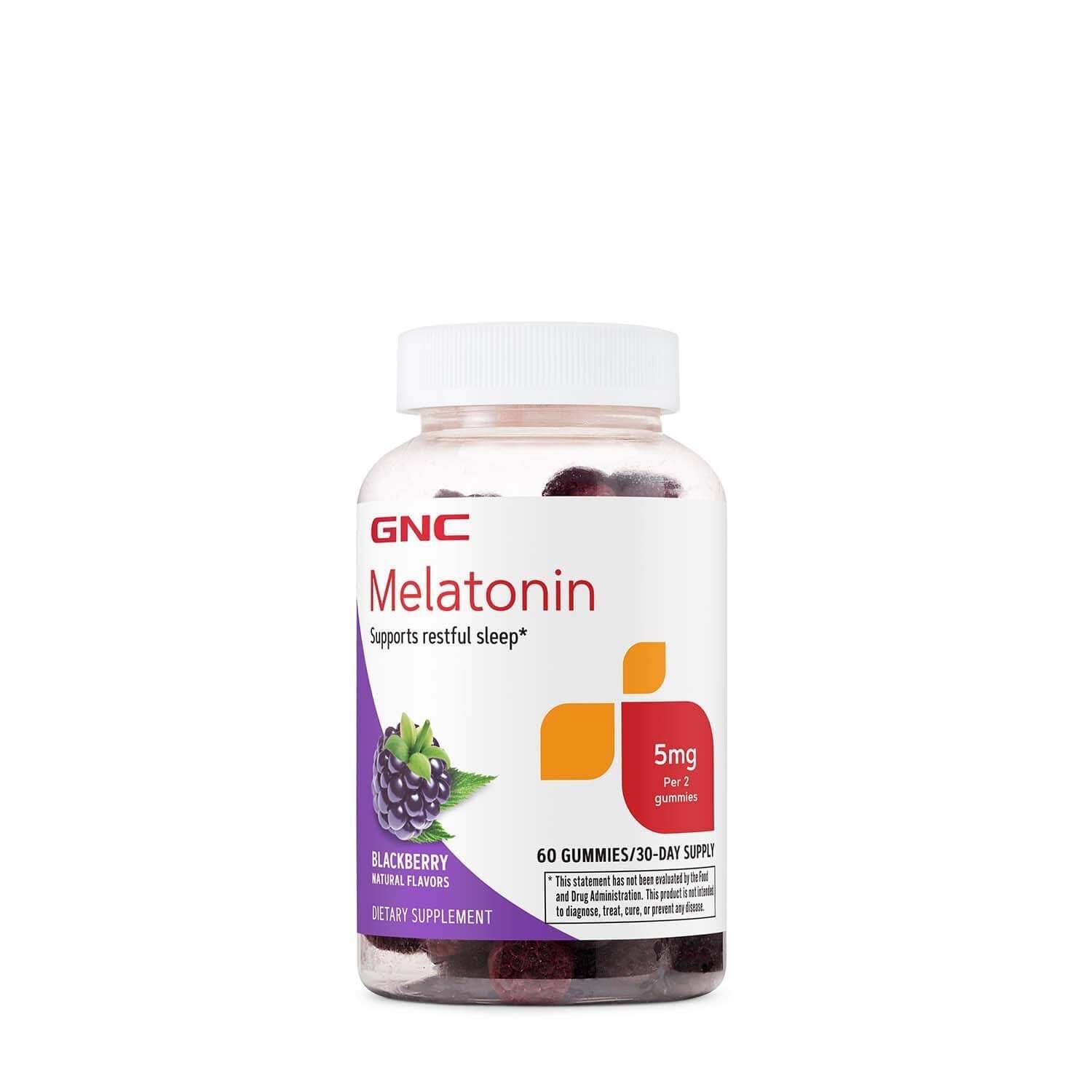 Melatonin 5 mg Gummies cu Aroa Naturala de Mure, 60 jeleuri, GNC