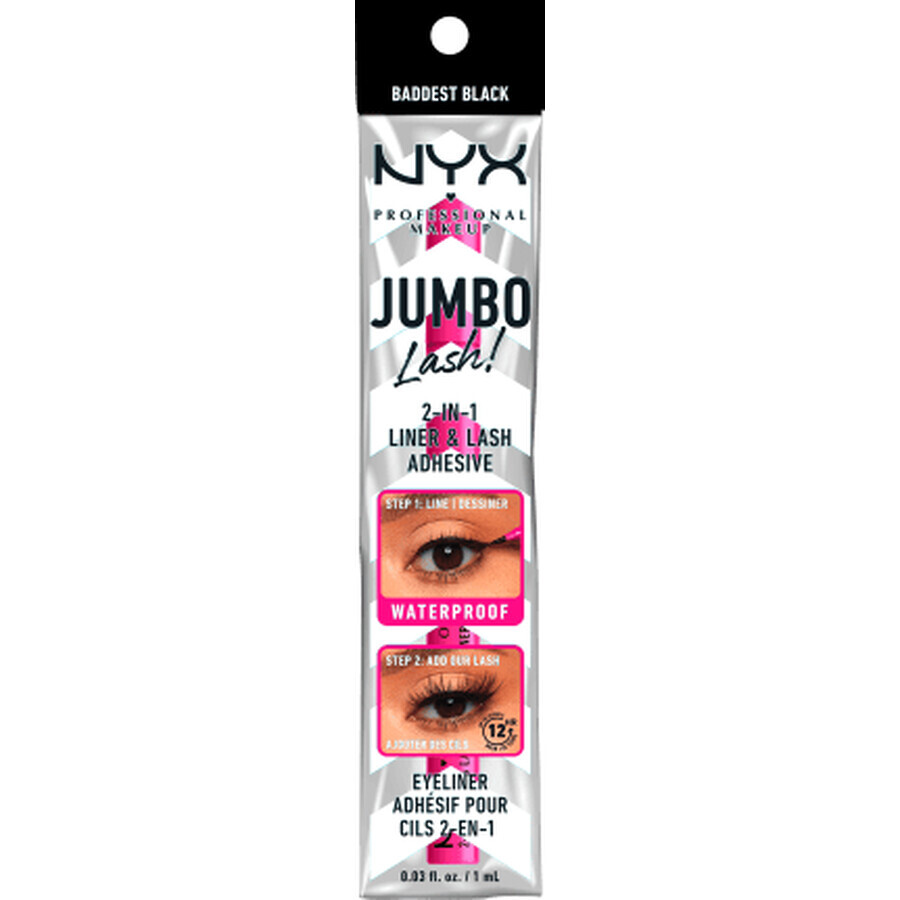 Nyx Professional MakeUp Jumbo Lash! eyeliner și adeziv pentru gene false 2in1 negru, 1 ml