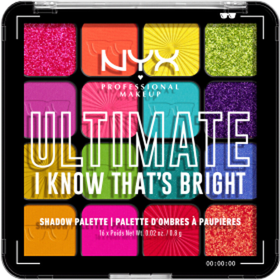 Nyx Professional MakeUp Ultimate Shadow paletă de farduri I Know That's Bright, 1 buc
