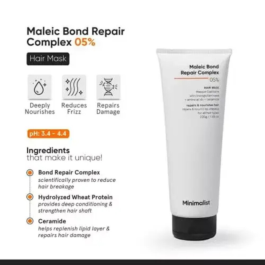 Masca de par reparatoare Maleic Bond Repair Complex 0,5%, 200 ml, Minimalist