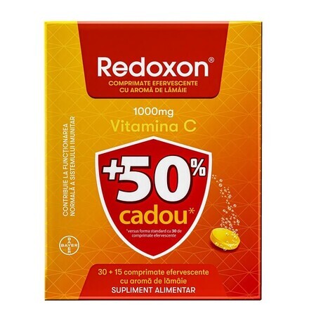 Pachet Redoxon cu vitamina C, 1000mg, 30+15 comprimate efervescente, Lamaie, Bayer