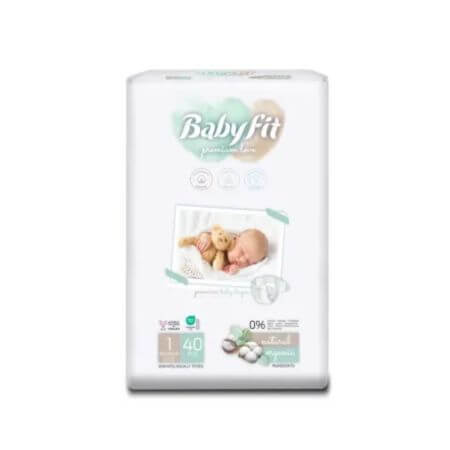 Scutece Bio Newborn, Nr. 1, 0-3 kg, 40 bucati, Babyfit