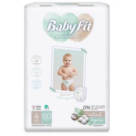 Scutece Bio tip chilot Jumbo Maxi, Nr. 4, 7-18 kg, 60 bucati, Babyfit