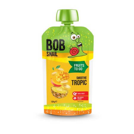 Smoothie natural din banane, ananas si mango, 120 g, Bob Snail