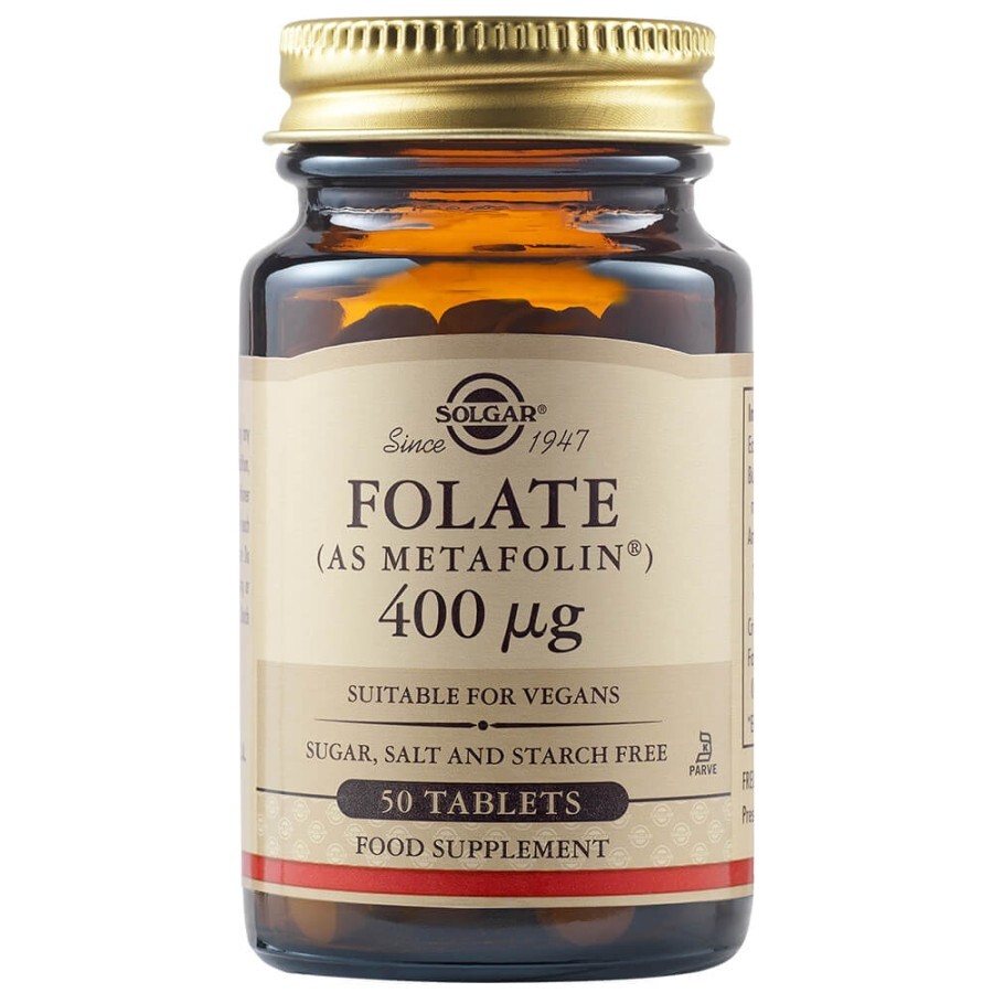 Acid folic Folate 400 ug, 50 tablete, Solgar recenzii