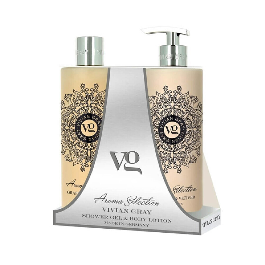 Set Gel de dus si lotiune de corp Grapefruit & Vetiver, Aroma Selection, 2 x 500 ml, Vivian Gray