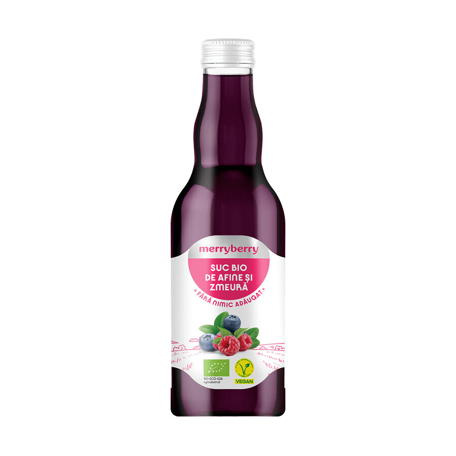 Suc bio de afine si zmeura, 200 ml, MerryBerry