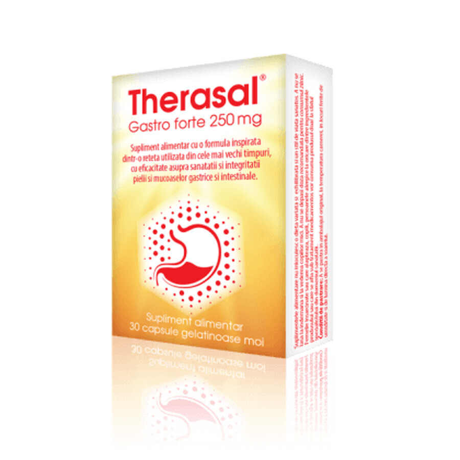 Supliment pentru sanatatea pielii si mucoaselor gastrice Therasal Gastro Forte 250 mg, 30 capsule, Vedra