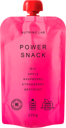 Nutrino Lab Power Snack, piure mar, zmeura, capsuna si sfecla rosie, 200 g