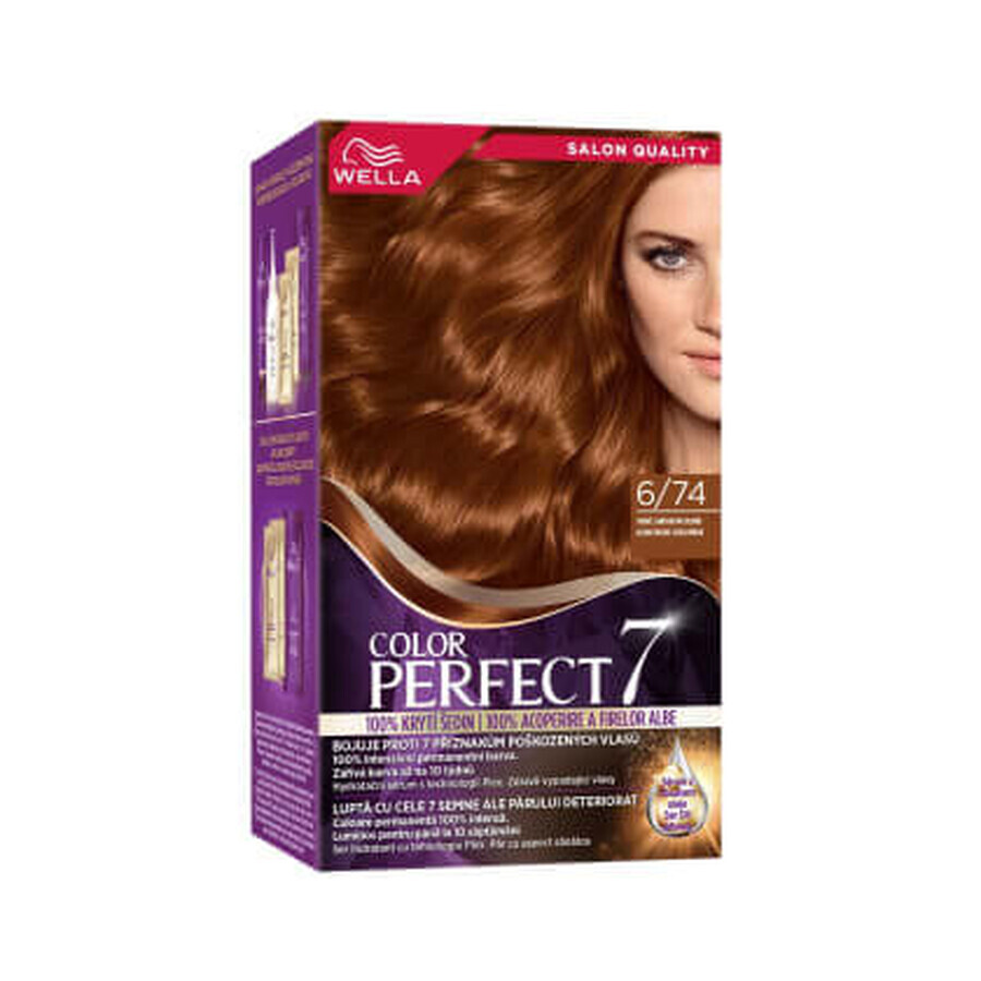 Wella Color Perfect  Vopsea permanentă 6/74 blond chihilimbar, 1 buc