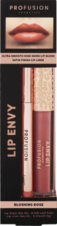 Set Lip Envy Blushing Rose, luciu de buze ultra neted si lucios &amp;amp; creion pentru buze cu finish satinat, Profusion Cosmetics, 3,5 ml + 0,3 g