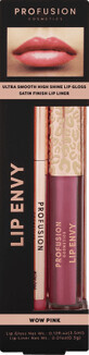 Set Lip Envy Wow Pink, luciu de buze ultra neted si lucios &amp;amp; creion pentru buze cu finish satinat, Profusion Cosmetics, 3,5 ml + 0,3 g
