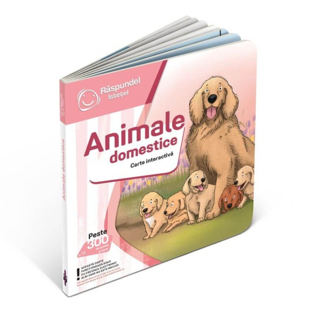 planse de colorat cu animale domestice si puii lor Carte interactiva, Animale Domestice, Raspundel Istetel