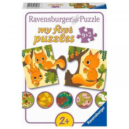 Puzzle animale si puiutii lor, 9 x 2 piese, Ravensburger