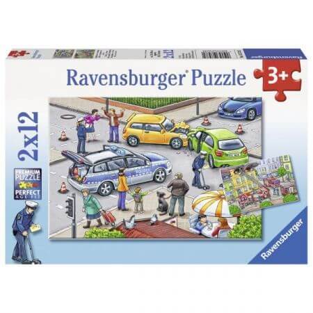 Puzzle Echipaj de Politie, 3 ani+, 2 x 12 piese, Ravensburger