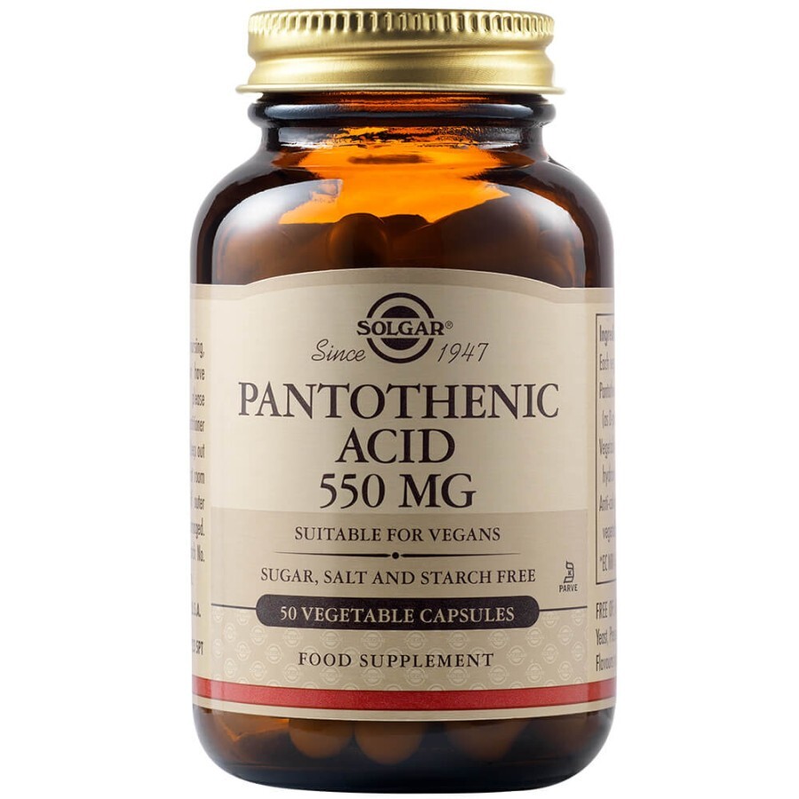 Acid pantotenic Vitamina B5 550 mg, 50 capsule, Solgar recenzii