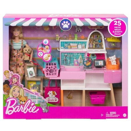Set de joaca, Magazin cu accesorii pentru animalute, Barbie