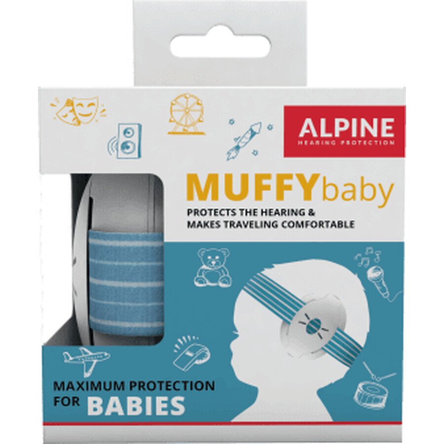 Casti antifonice pentru bebelusi, 3-36 luni, Albastru, Alpine