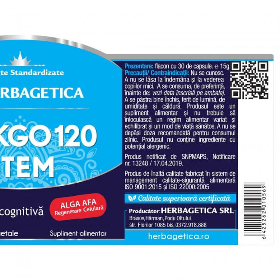 Ginkgo 120 Stem, 120 capsule, Herbagetic