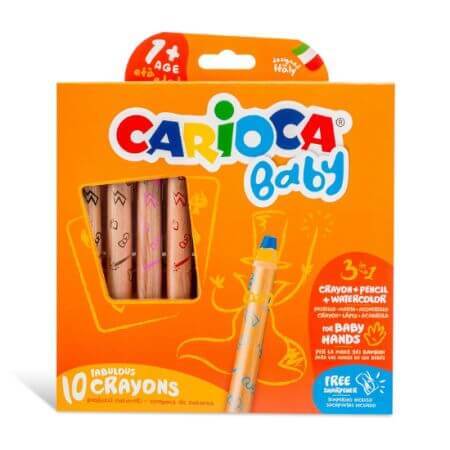 temperatura in camera copilului de 1 an Set 10 creioane colorate 3 in 1 Baby, +1 an, Carioca