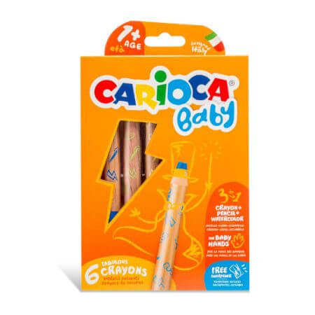 temperatura in camera copilului de 1 an Set 6 creioane colorate 3 in 1 Baby, +1 an, Carioca