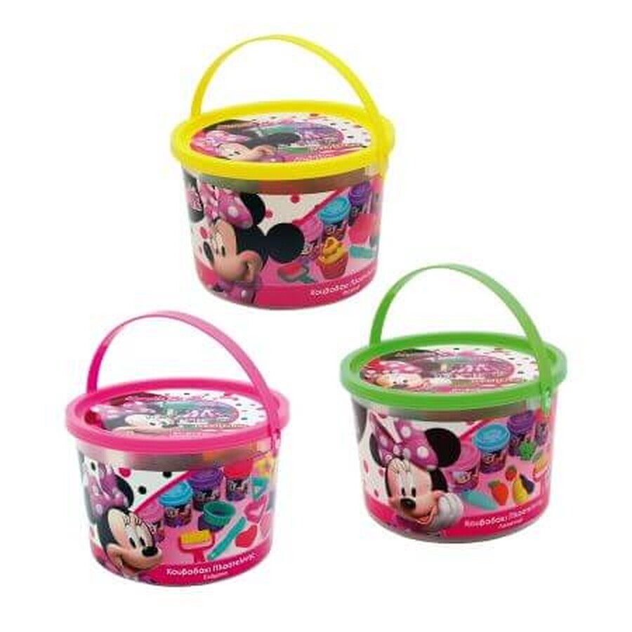 Set minnie galetusa cu 4 borcanase cu plastilina si accesorii pentru modelat, 1 buc, Disney Junior