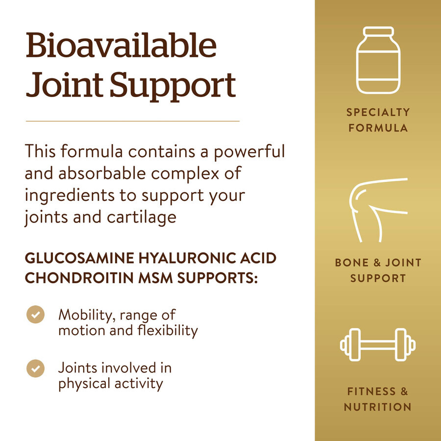 Glucosamin, Hyaluronsäure, Chondroitin und MSM, 60 Tabletten, Solgar