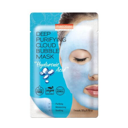 masca de fata cu acid hialuronic si colagen Masca purificatoare cu acid hialuronic si colagen Cloud Bubble, 20 g, Purederm