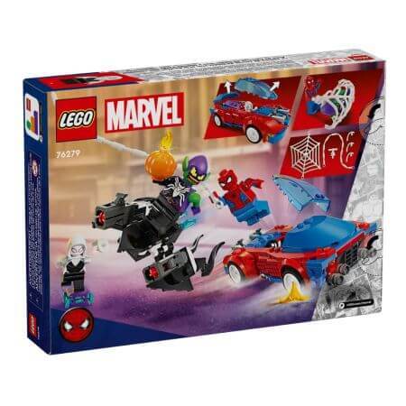 Masina de curse a Omului Paianjen si Venom Green Goblin, 7 ani+, 76279, Lego Marvel