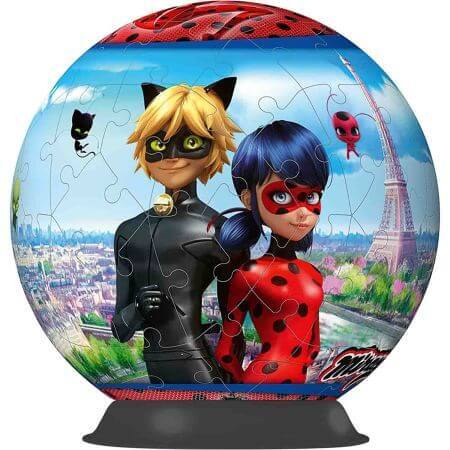 Puzzle 3D Miraculous, + 6 ani, 72 de piese, Ravensburger