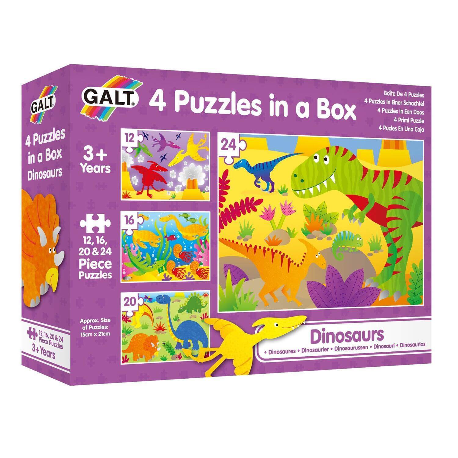 puzzle copii 3 4 ani online gratis Set 4 puzzle Dinozauri, + 3 ani, Galt