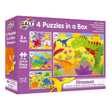Set 4 puzzle Dinozauri, + 3 ani, Galt