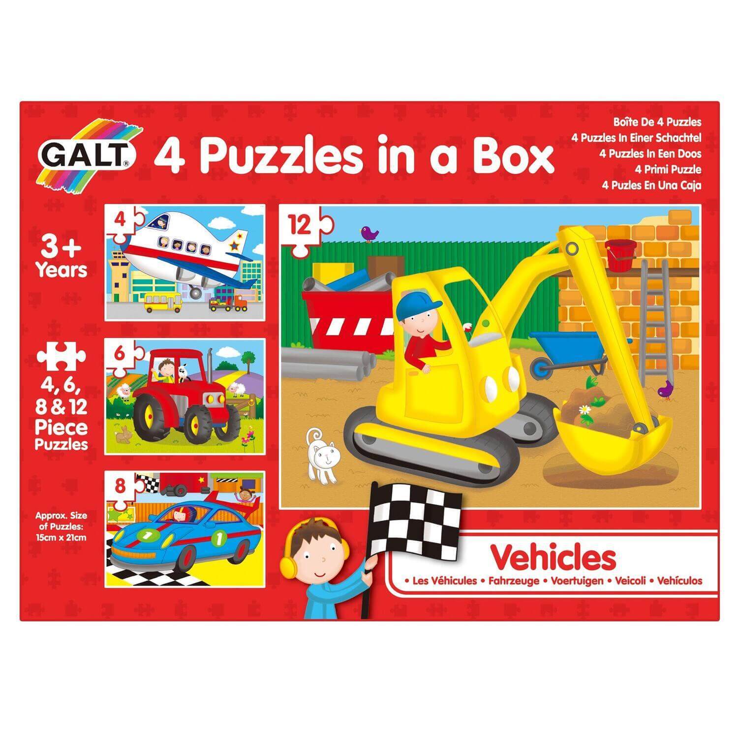puzzle copii 3 4 ani online gratis Set 4 puzzle Vehicule, + 3 ani, Galt