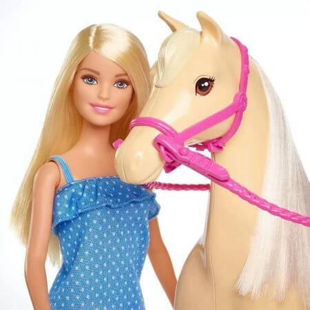 barbie si surorile ei intr o poveste cu ponei Set papusa si cal, Barbie