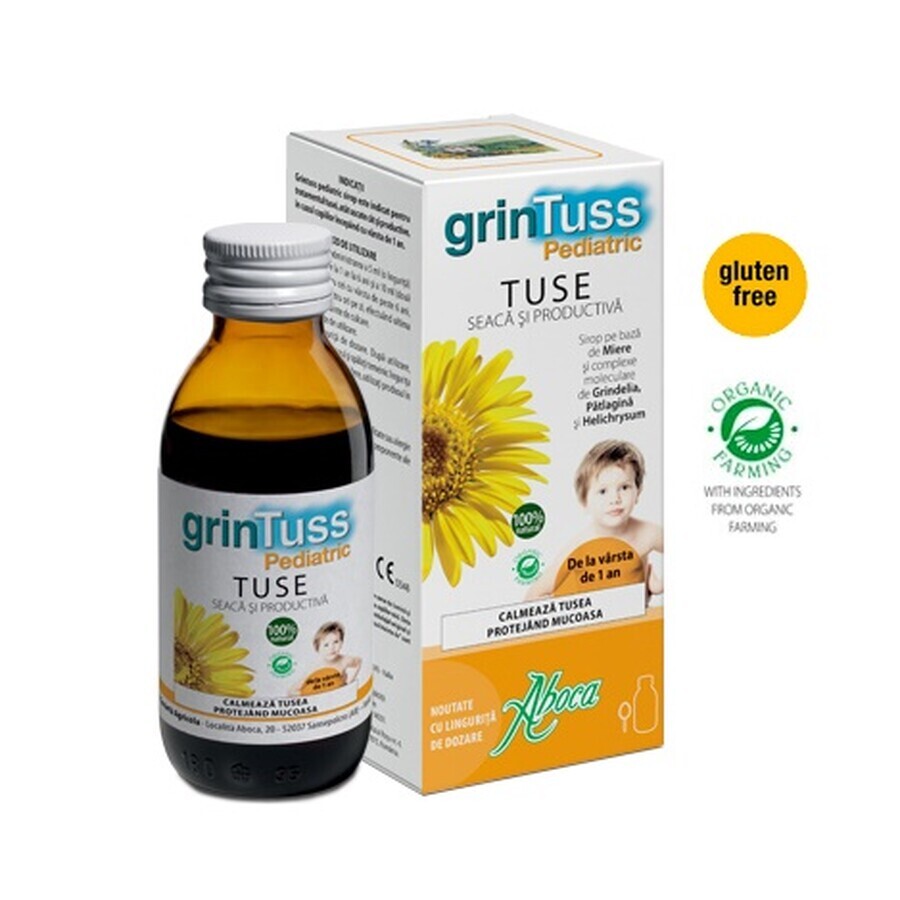 GrinTuss Pediatric Cough Syrup for Children, 180 ml, Aboca