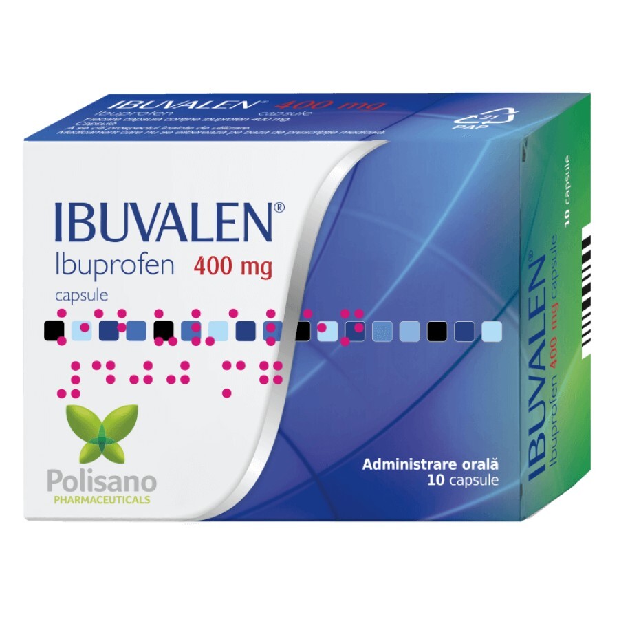 Ibuvalen 400 mg, 10 capsule, Polisano