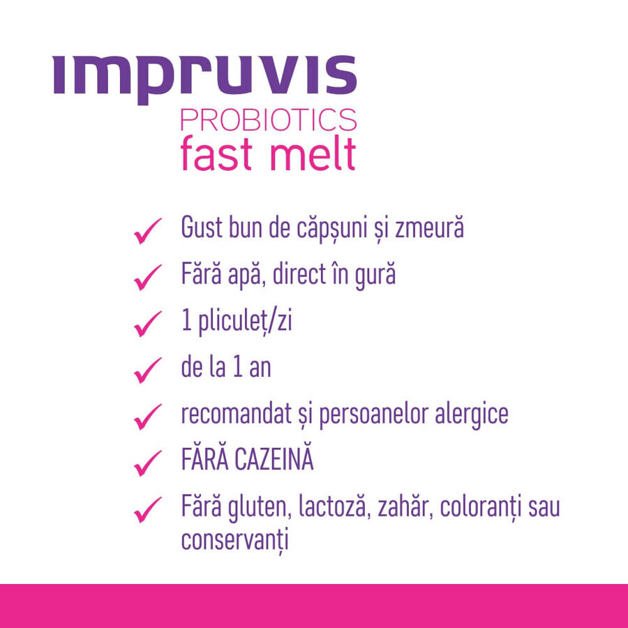 Impruvis Probiotic Fast Melt, 10 plicuri, Bifodan