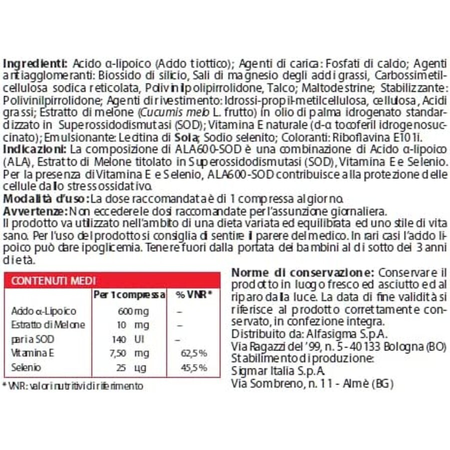 Ala600 SOD, 20 comprimate, Alfasigma