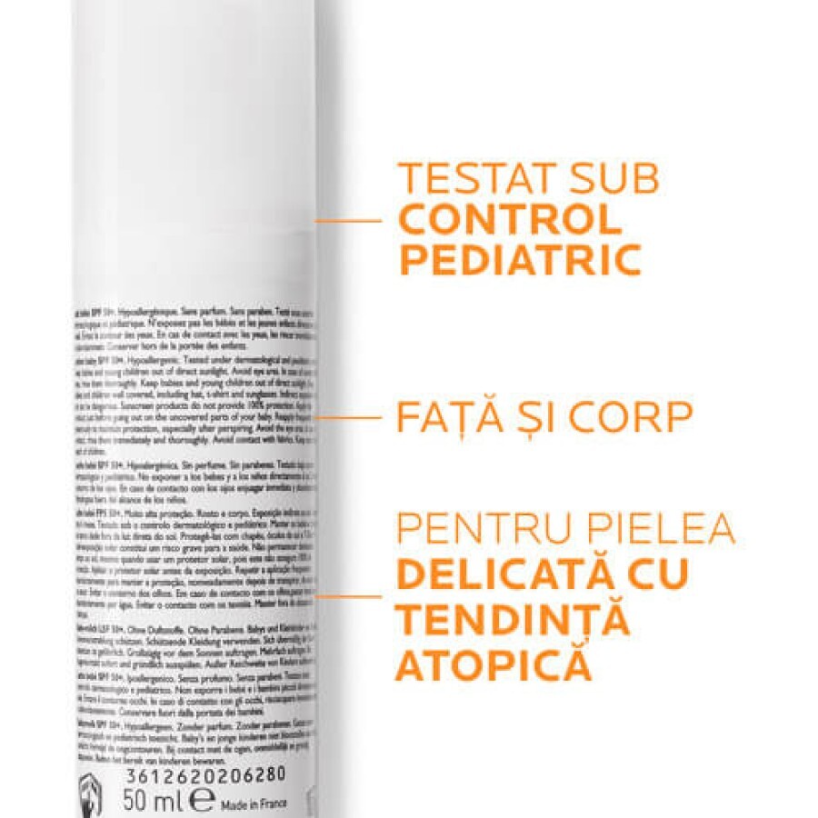 La Roche-Posay Anthelios Dermo Pediatrics lapte de protecție solară pentru bebeluși SPF 50+  50 ml