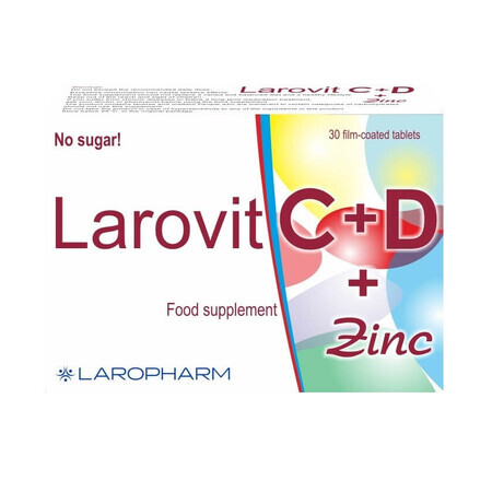 Larovit Vitamina C 1000mg + Vitamina D + Zinc, 30 comprimate, Laropharm