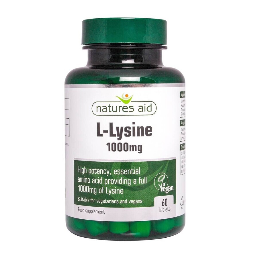 L-Lysine 1000mg, 60 tablete, Natures Aid