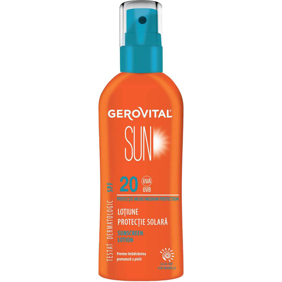 Lotiune protectie solară SPF 20 Gerovital Sun, 150 ml, Farmec